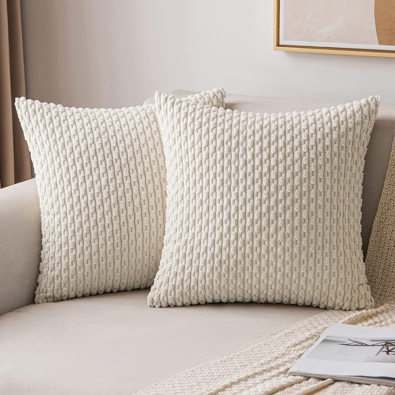 Pillow Insert 18X18 - 줄무늬 던지기 베개 커버 18x18 인치