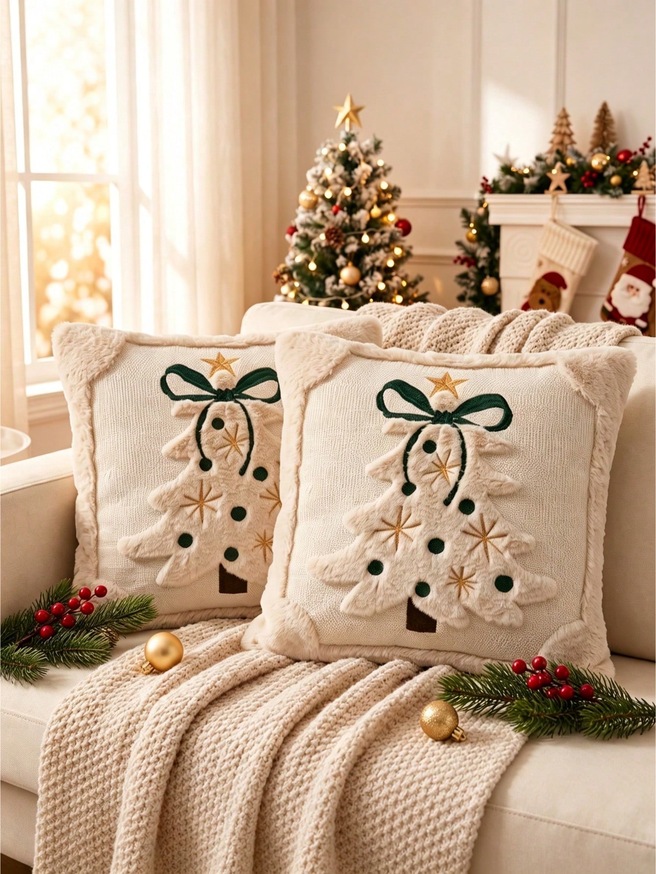 3D 자카드 소재의 크리스마스 트리 무늬 베개 커버 2 - Pillow Insert 18X18 리뷰 및 가격