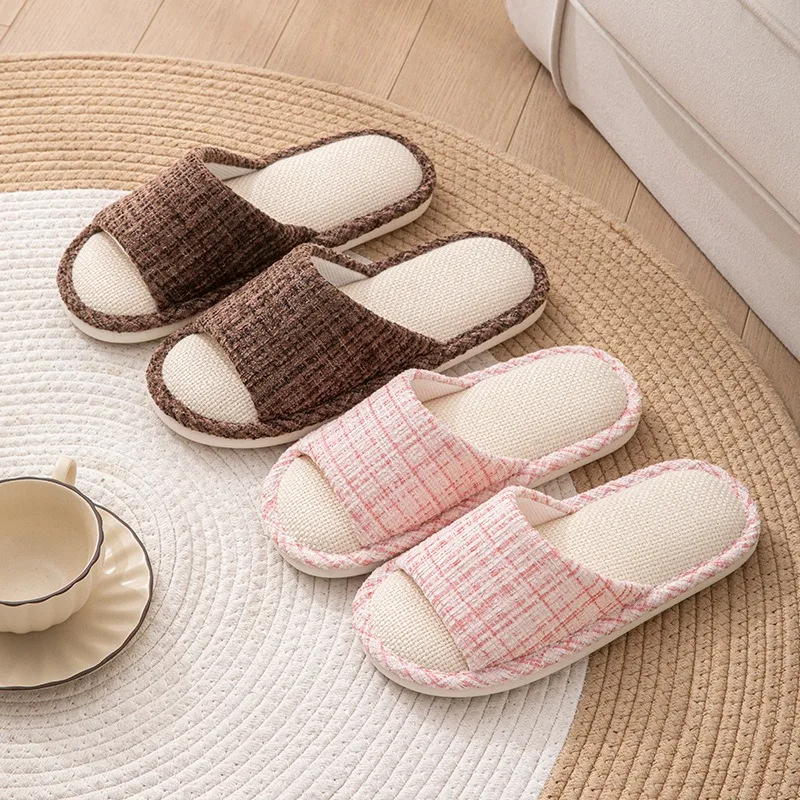 남성용, 여성용 린넨 실내 슬리퍼, 통기성이 좋고 소음 - Home Textile 리뷰 및 가격